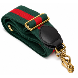 Justerbar gr�n/r�d skulderrem til Gucci � 86-120 cm