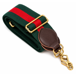 Justerbar gr�n/r�d skulderrem til Gucci � 86-120 cm