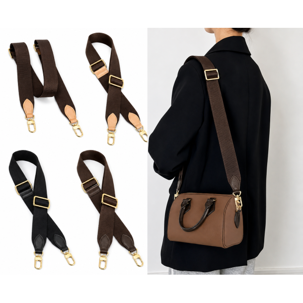Justerbar skulderrem til Louis Vuitton � Sort, Brun eller natur